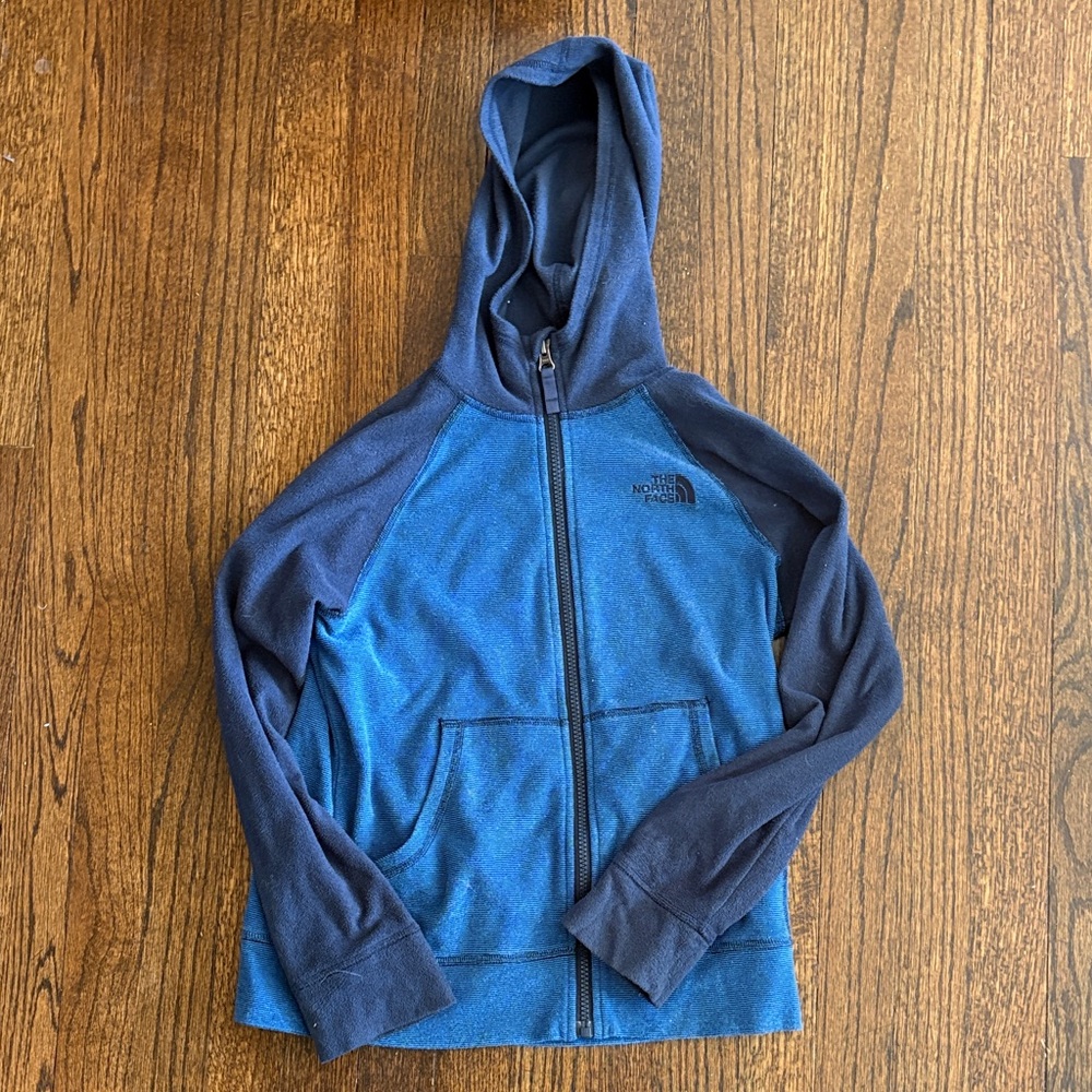 The North Face Two-Tone Navy and Blue Full-Zip Hooded Fleece Boys size Med